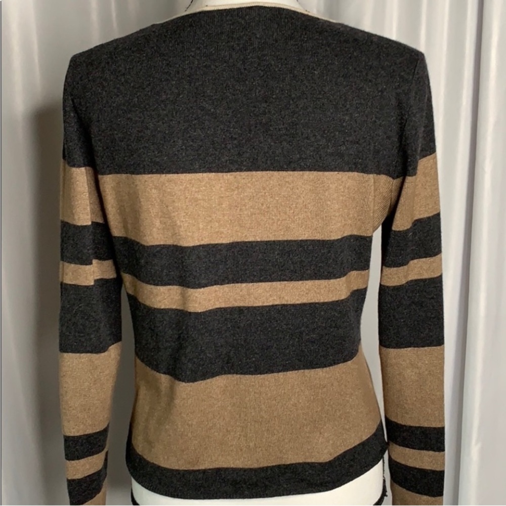 Chanel Women's Sweater - Black and Tan Stripes Sz 40 - Picture 7 of 8